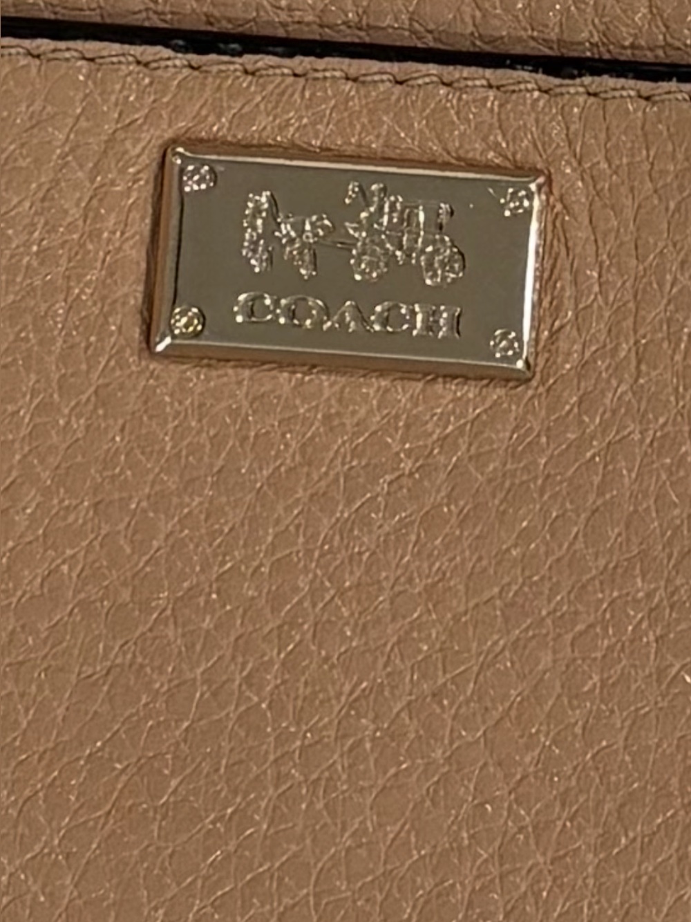 Coach Madison Collection Pebble Leather Crossbody Bag Taupe/Sand Hot Pink Lining - Picture 3 of 11
